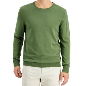 Men's Sweater Alfani Men's Solid Crewneck Sweater Created for Macy's green color